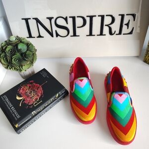 Valentino Rockrunner Rockstud Rainbow Slip On Sneakers EU 40 NIB